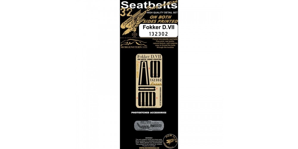 Fokker D.VII - HGW Double-Sided Seatbelts 1/32