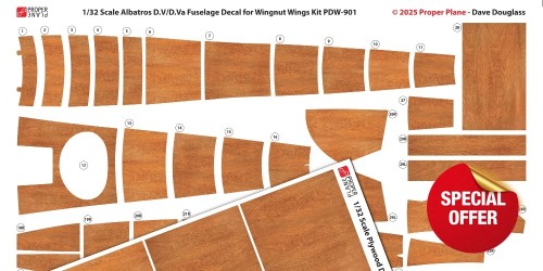 Albatros D.V/D.Va Fuselage Woodgrain Decal (PDW-9013) - 1/32