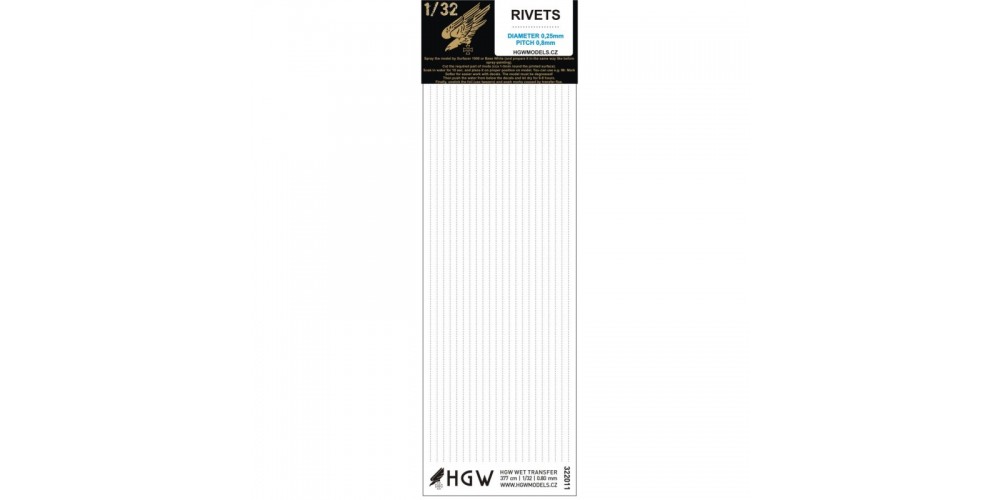 Rivets - Single Lines (spacing: 0.80 mm, 377 cm) - HGW Riveting Sets 1/32