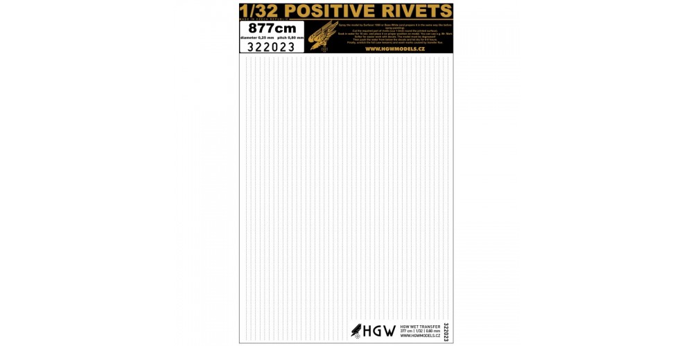 Rivets - Single Lines (spacing: 0.80 mm, 877 cm) - HGW Riveting Sets 1/32
